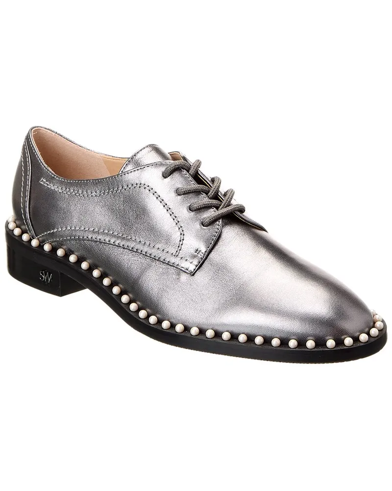 Stuart Weitzman Kiran Pearl Leather Oxford Silver