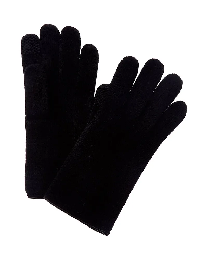 portolano  Leather-Trim Cashmere Gloves Black