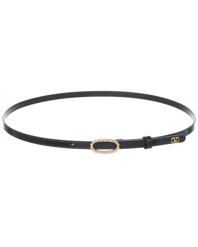 Valentino Garavani VLogo Signature Patent Belt Black