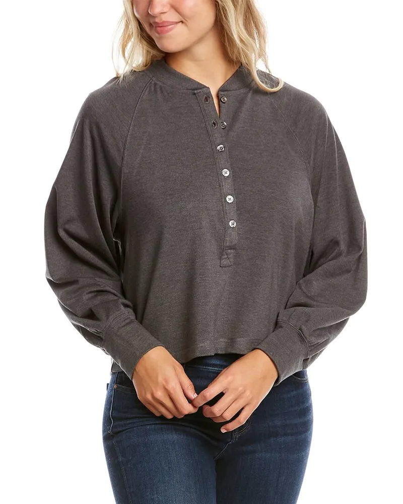 Elie Tahari Scoop Neck Henley Grey