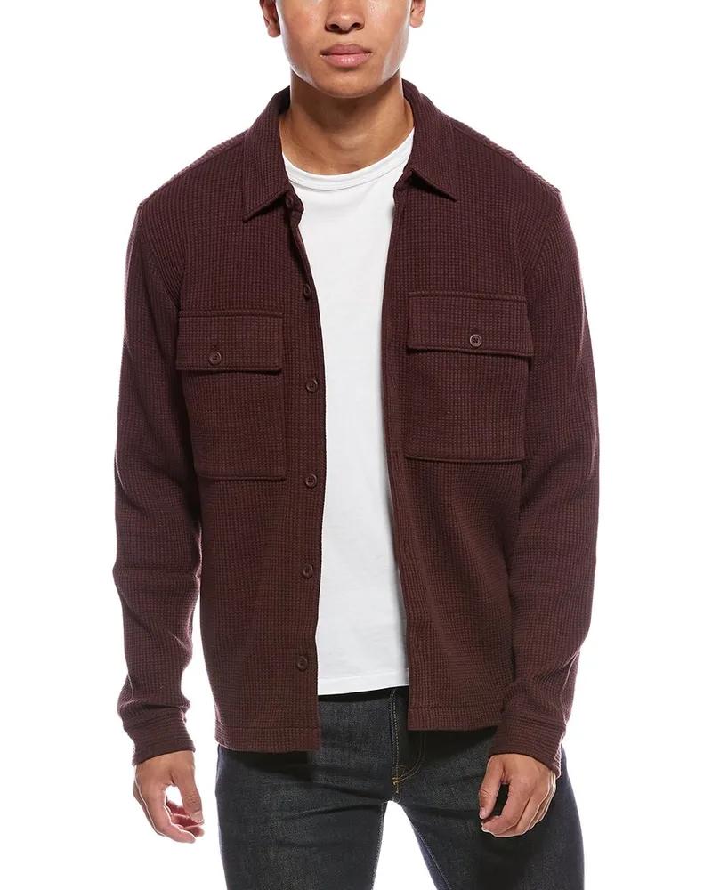 Vince Chunky Waffle Shirt Jacket Red