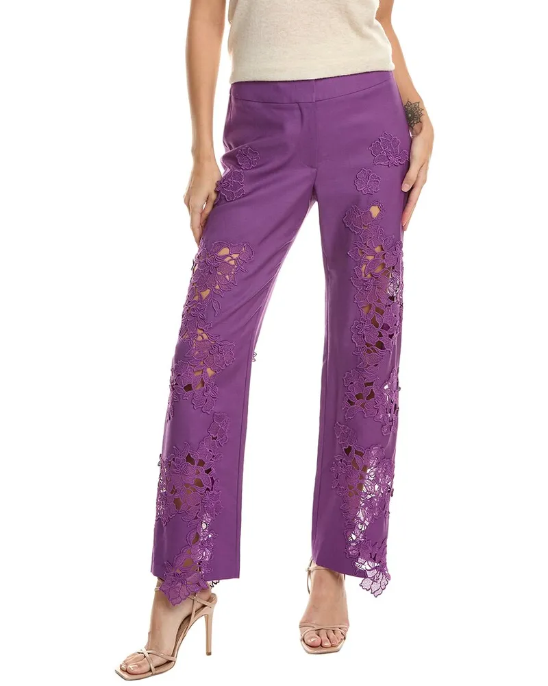 Oscar de la Renta Wool & Mohair-Blend Pant Purple