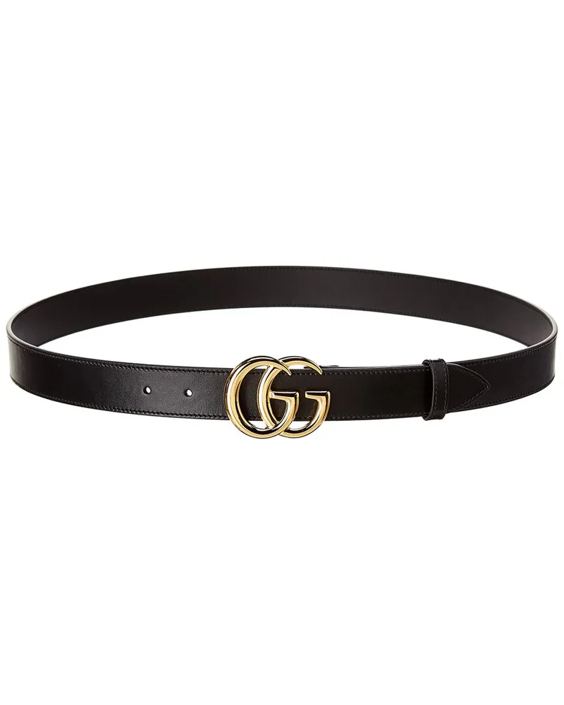 Gucci Double G Buckle Leather Belt Black
