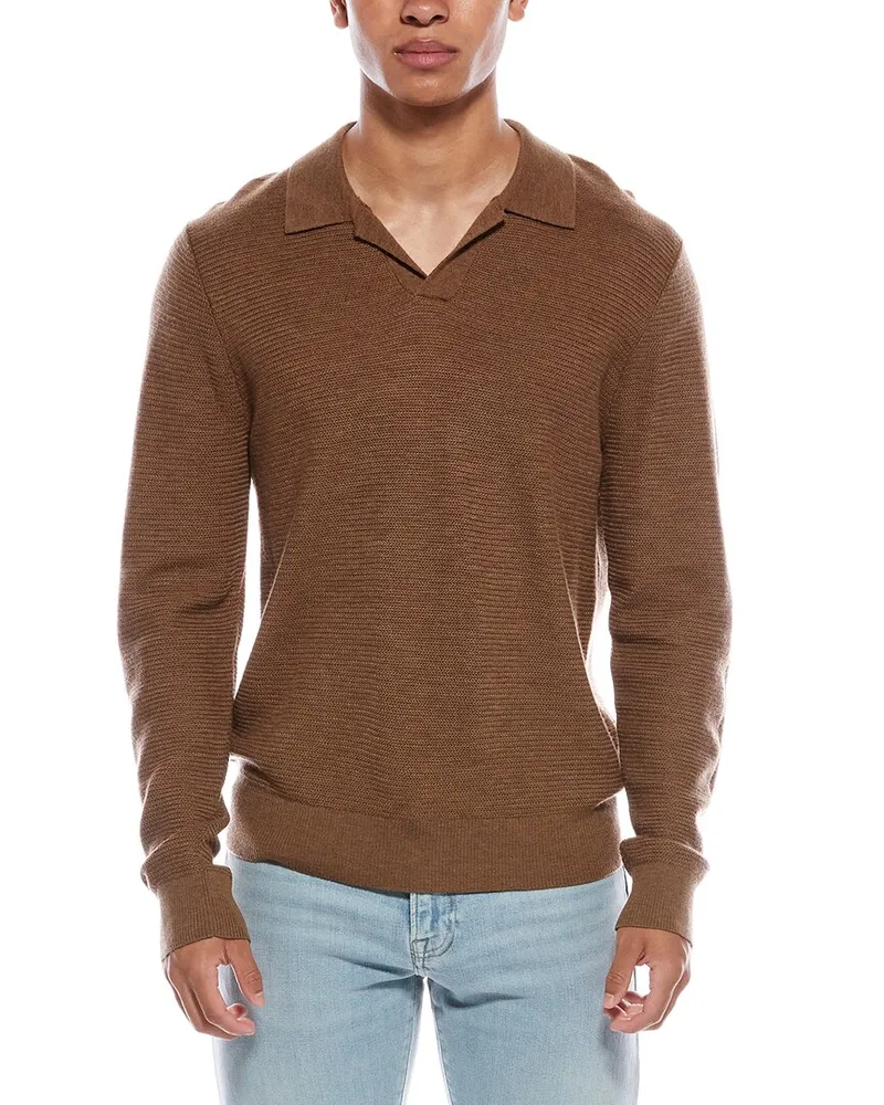 Vince Wool Johnny Collar Sweater Brown