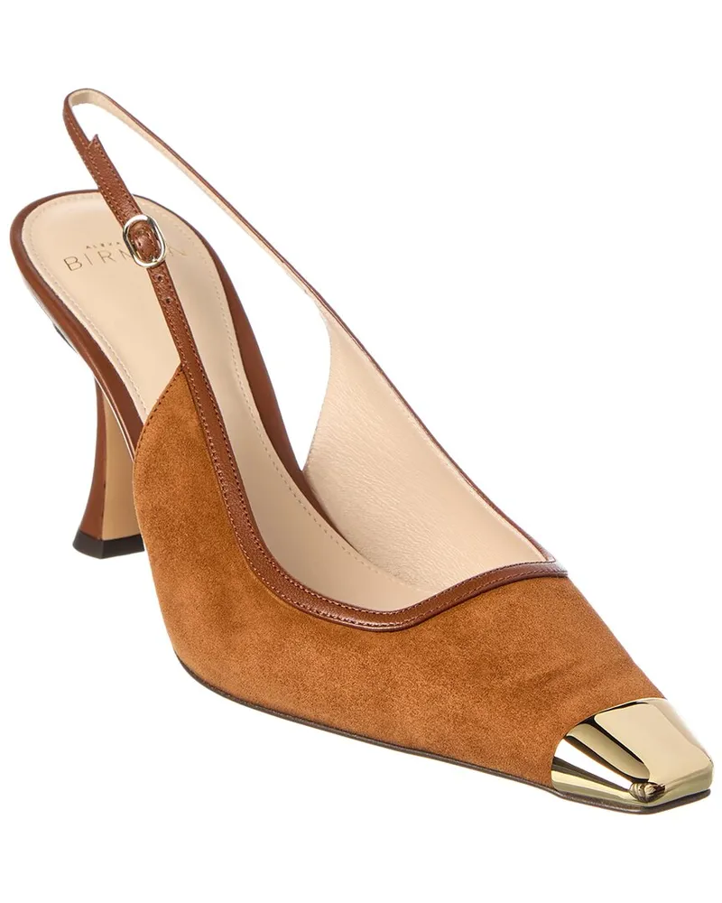 Alexandre Birman Olivia 85 Suede & Leather Slingback Pump Brown