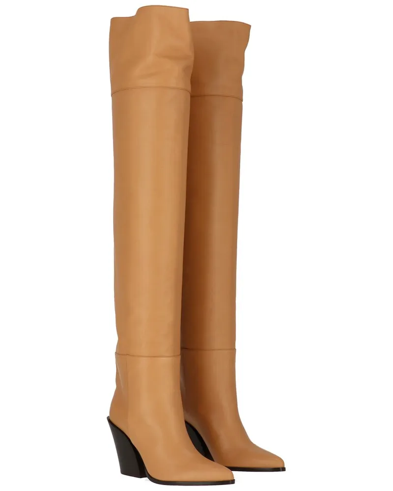 Jimmy Choo Maceo 85 Leather Over-The-Knee Boot Brown