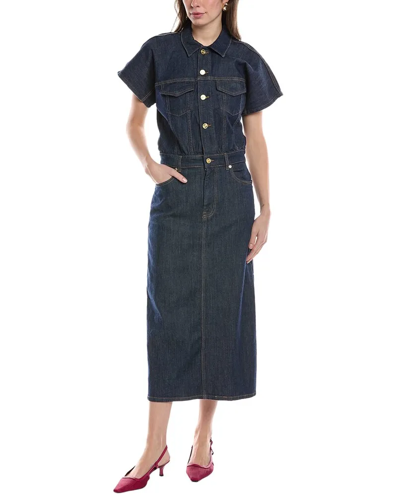 Ganni Denim Midi Dress Blue