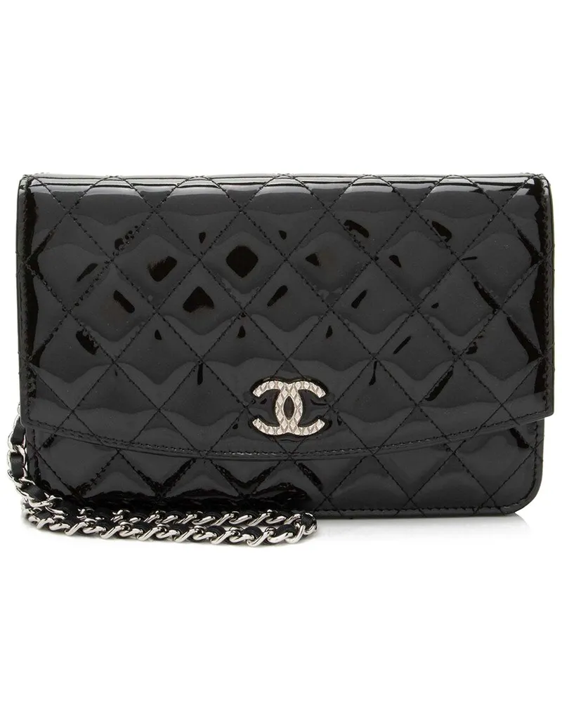 Chanel Black Patent Leather Classic Wallet on Chain (Authentic Pre-Loved Nocolor
