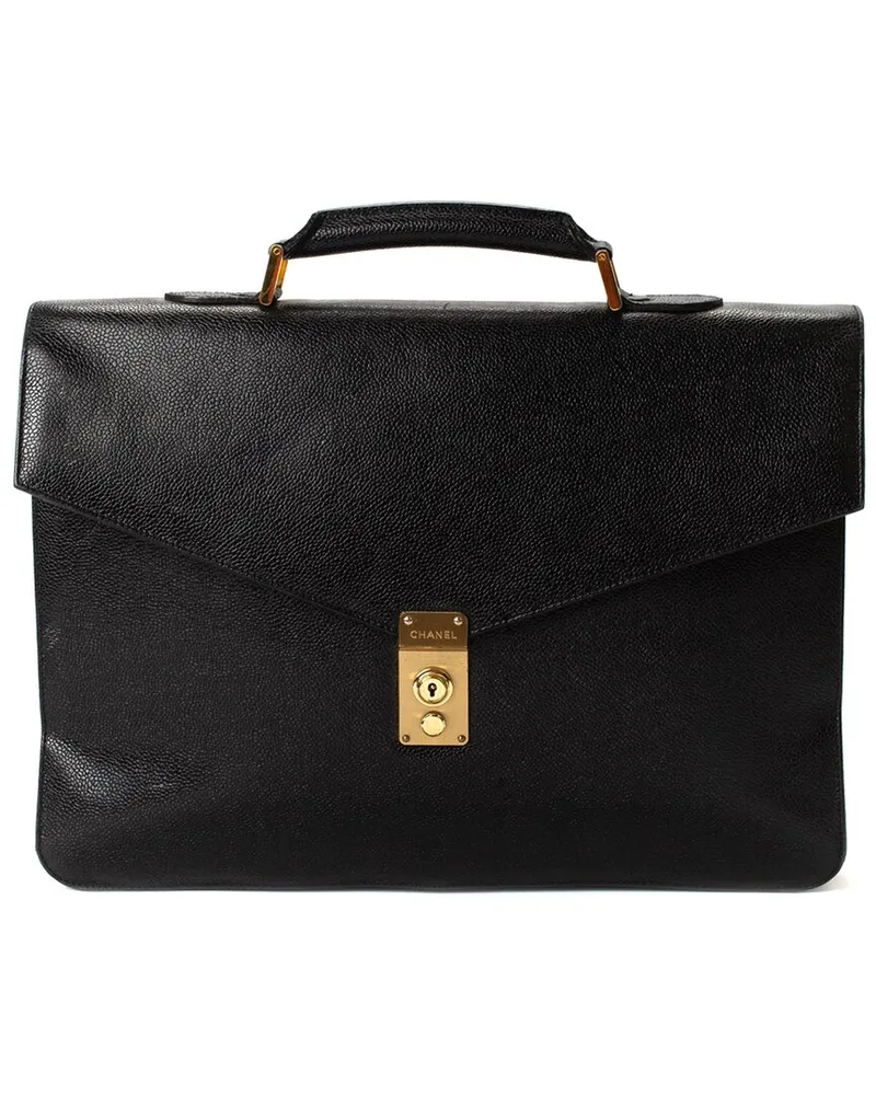 Chanel Black Caviar Leather Briefcase (Authentic Pre-Loved Nocolor