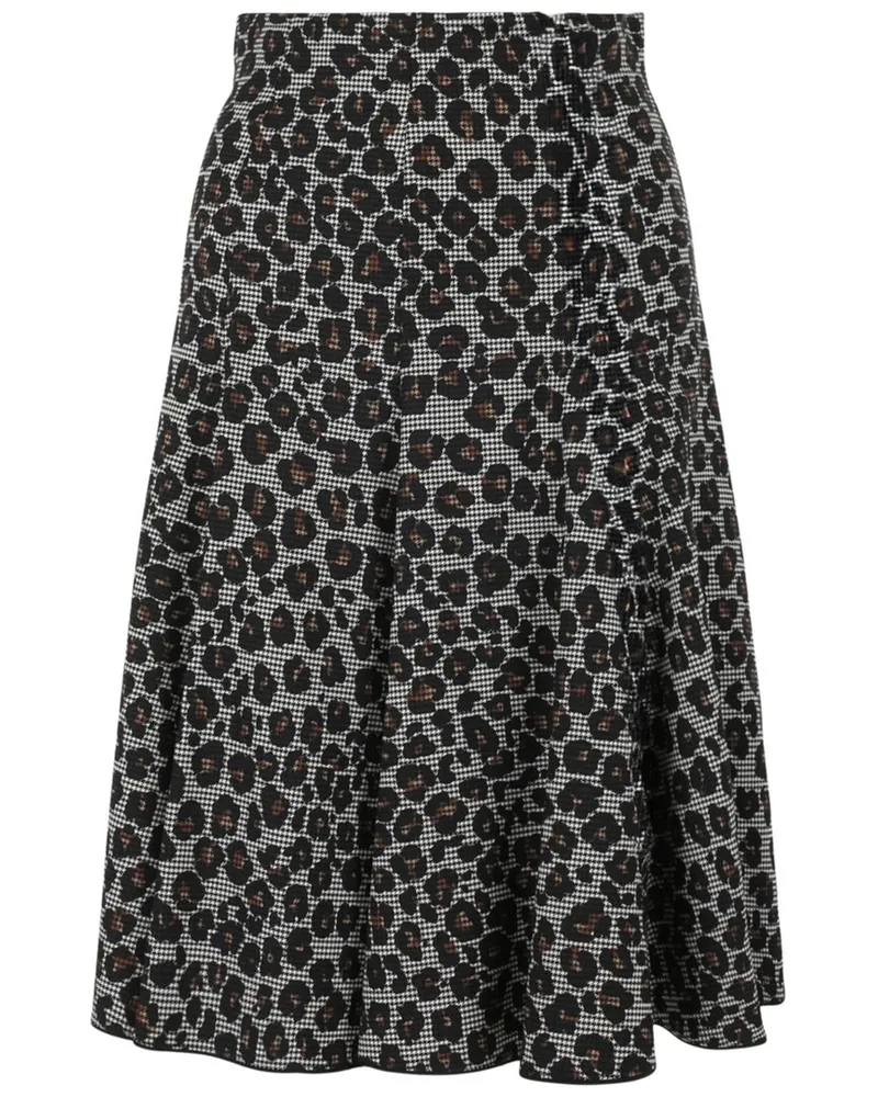 Versace Mixed Print Wool-Blend A-Line Skirt Nocolor