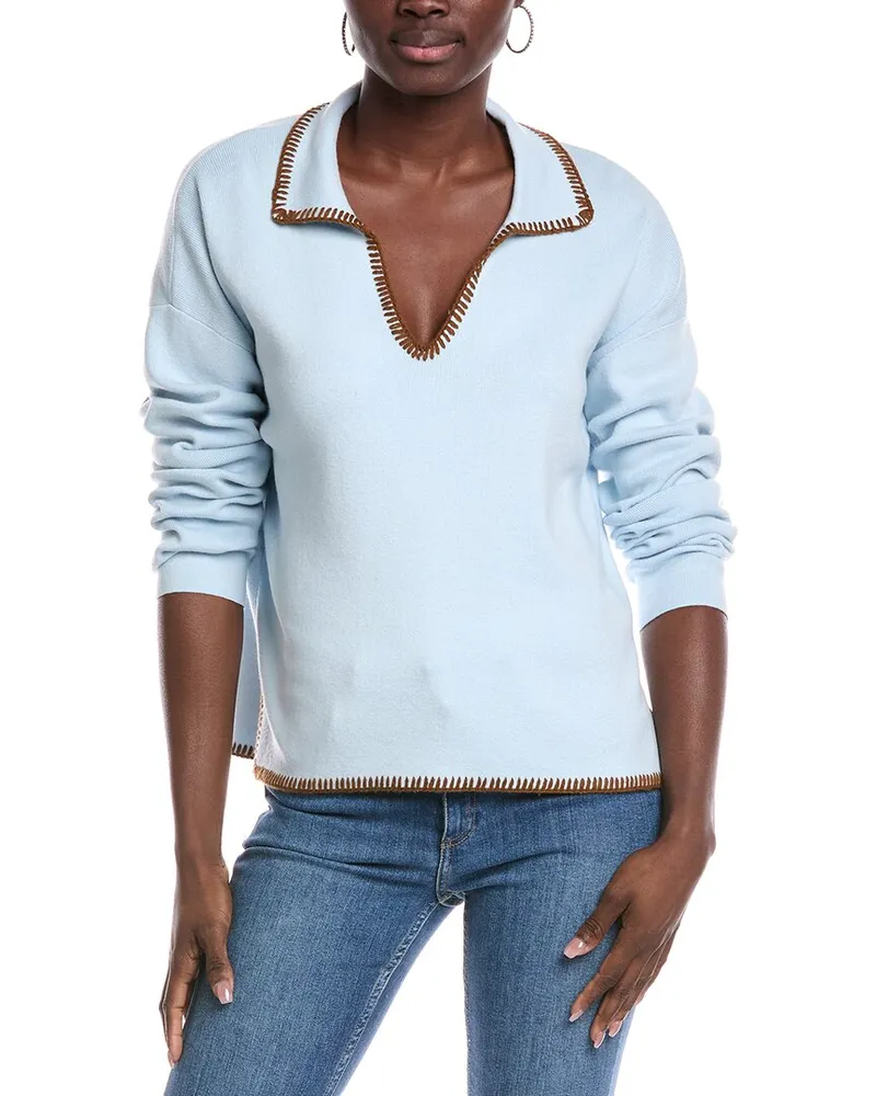 ATM Whipstitch Cashmere-Blend Sweater Blue