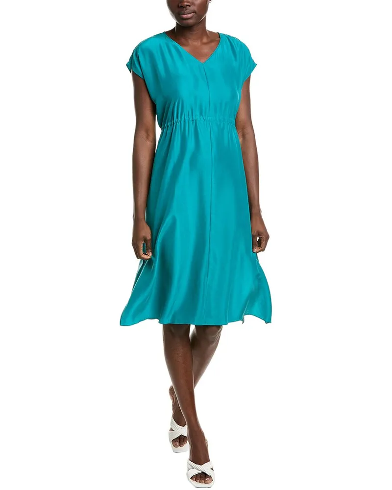 Eileen Fisher Silk Midi Dress Green