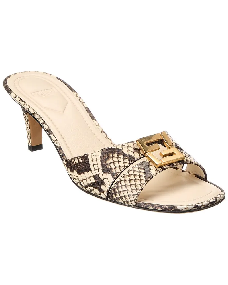 Fendi FFold Snakeskin Sandal White