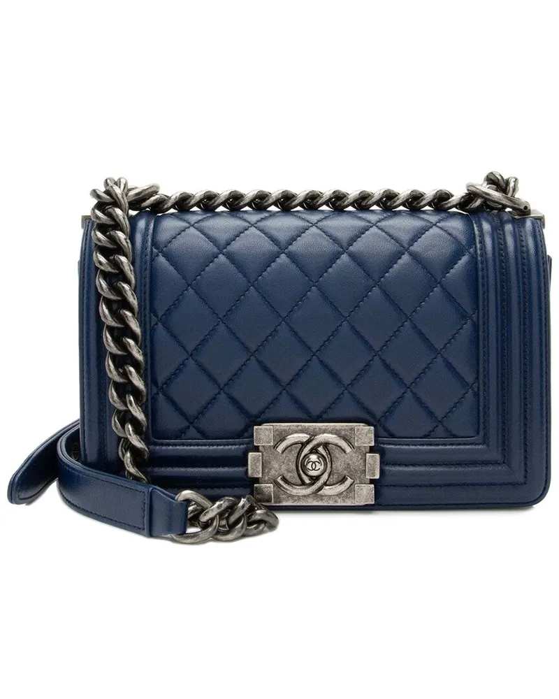 Chanel Blue Lambskin Small Boy Bag (Authentic Pre-Loved Nocolor