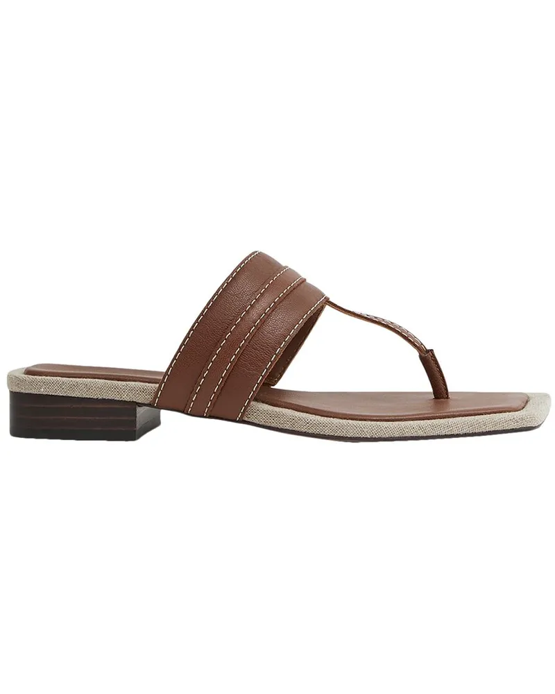 Reiss Quinn Leather Thong Sandal Beige