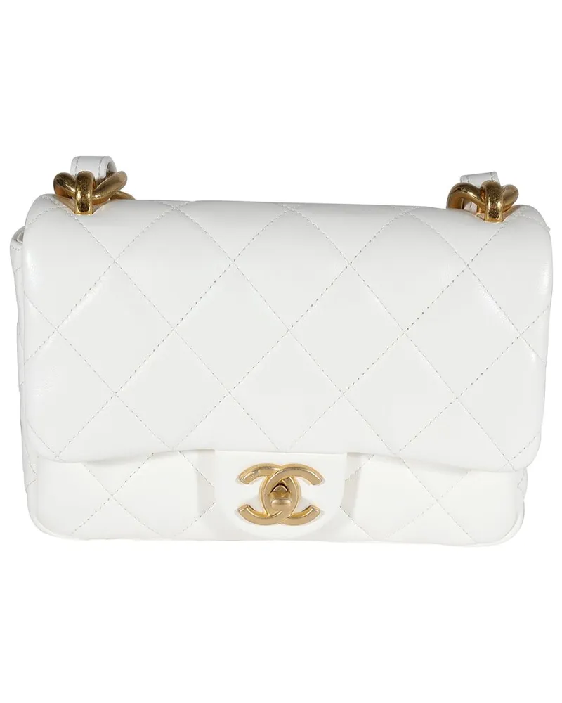 Chanel White Quilted Lambskin Small Funky Town Flap Bag (Authentic Pre-Loved White
