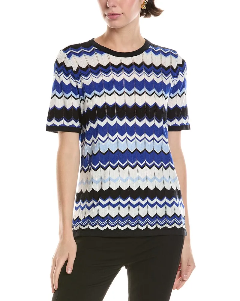 Anne Klein Chevron Stitch Top Blue