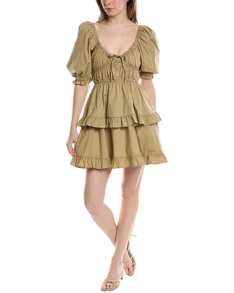 WeWoreWhat Puff Sleeve Mini Dress Brown