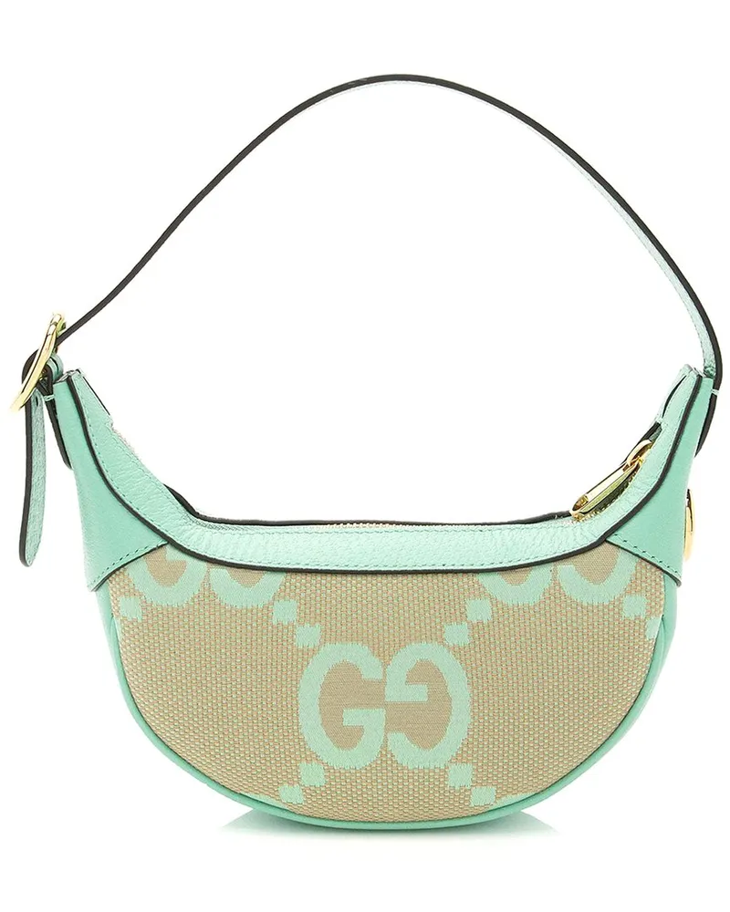 Gucci Brown Jumbo GG Canvas Jumbo GG Web Half Moon Mini Hobo (Authentic Pre-Loved Nocolor