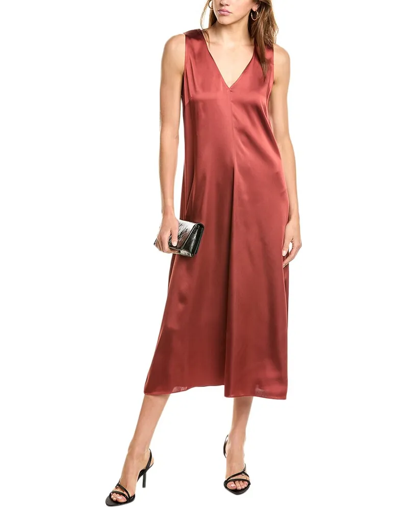 Vince Satin Midi Dress Red