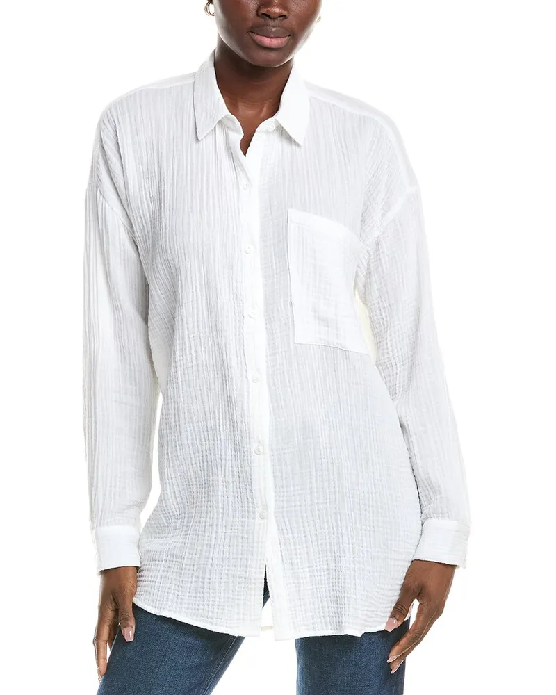 Eileen Fisher Classic Collar Long Shirt White