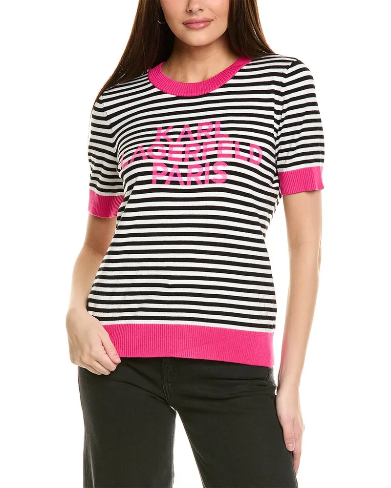 Karl Lagerfeld Stripe Logo Sweater White