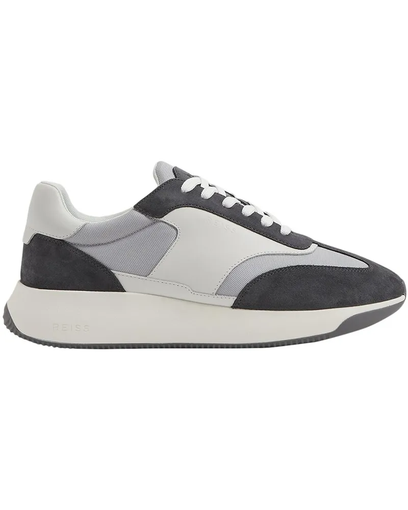 Reiss Emmett Leather Trainer Gray