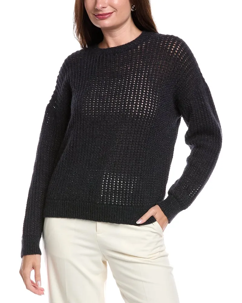 Peserico Open Knit Alpaca & Wool-Blend Sweater Blue