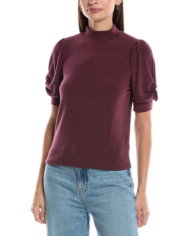 Michael Stars Mallory Gathered Sleeve Top Purple