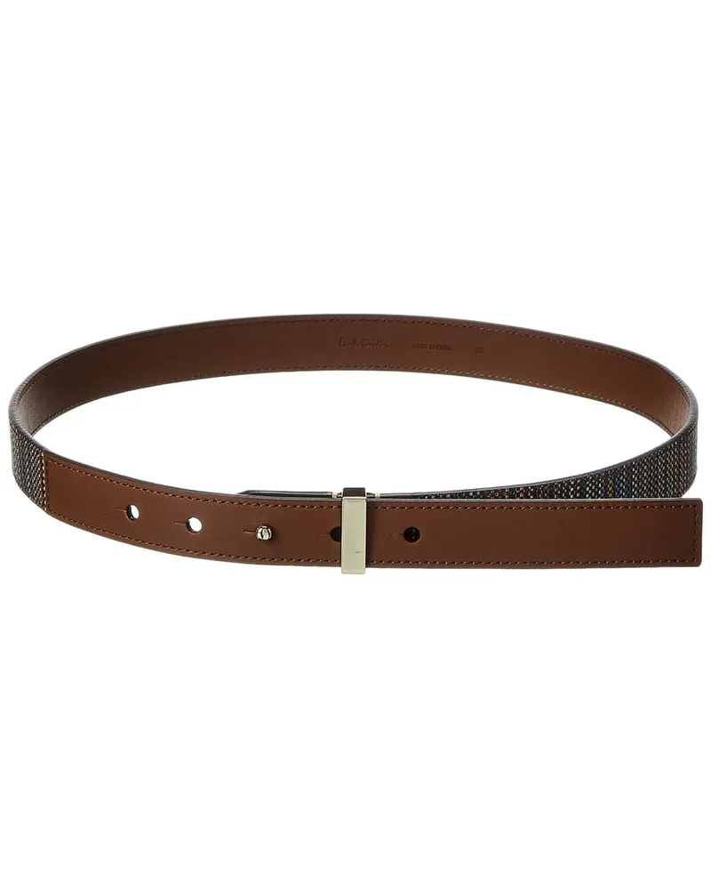 Paul Smith Coated Canvas & Leather Belt Brown
