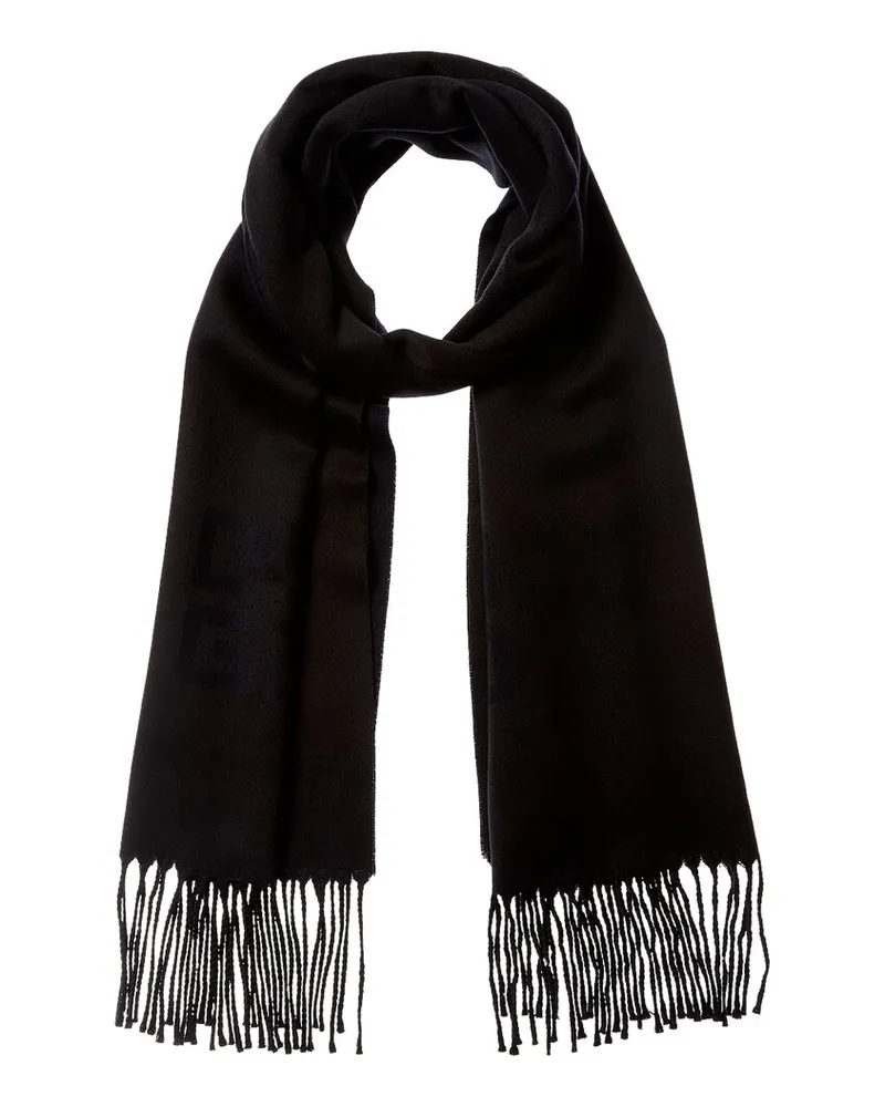 Givenchy 4G Logo Fringed Wool Scarf Black
