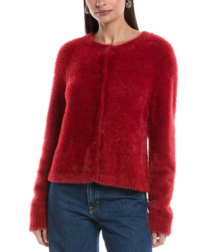 Bella Dahl Crew Neck Cardigan Red