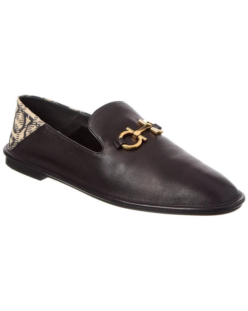 Ferragamo Logo Leather Loafer Black