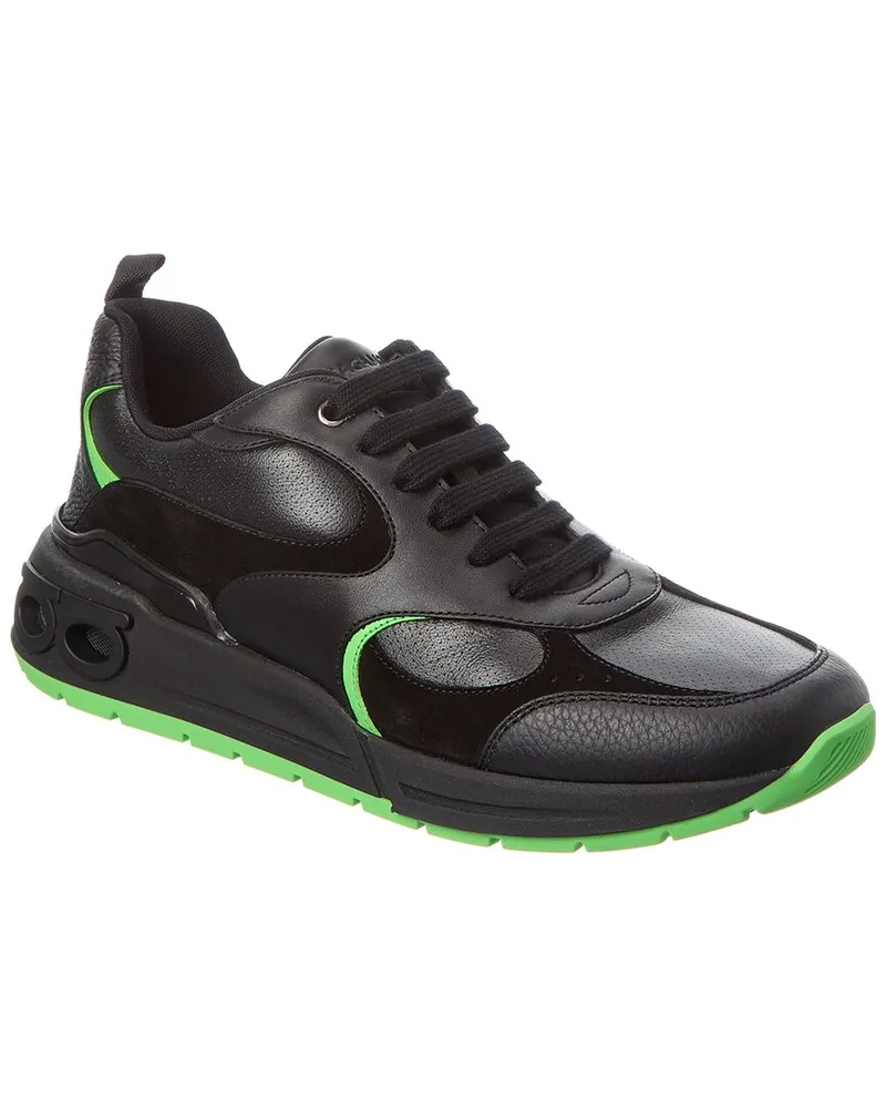 Ferragamo Leather & Suede Sneaker Black