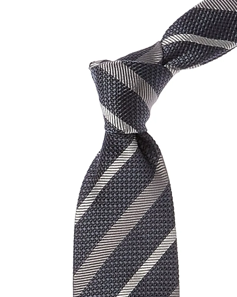 Brunello Cucinelli Blue Diagonal Stripe Silk Tie Nocolor