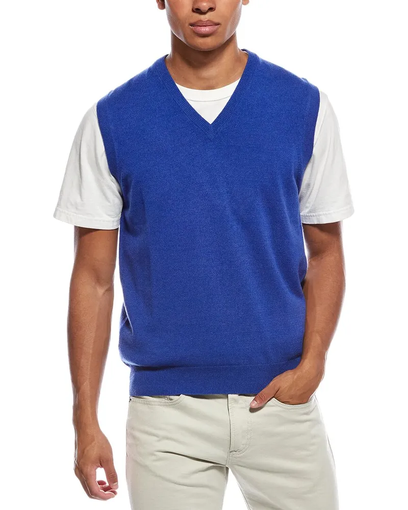 N.Peal Westminster Slipover Cashmere Vest Blue