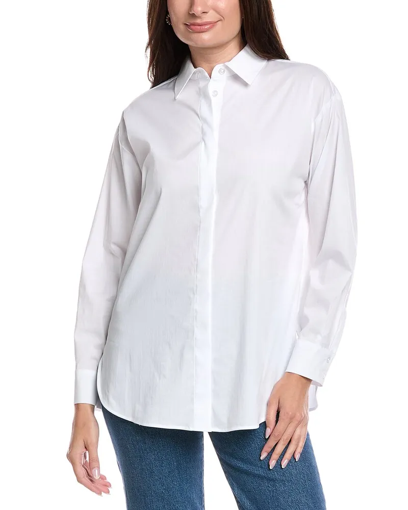 Anne Klein Button Front Shirt White
