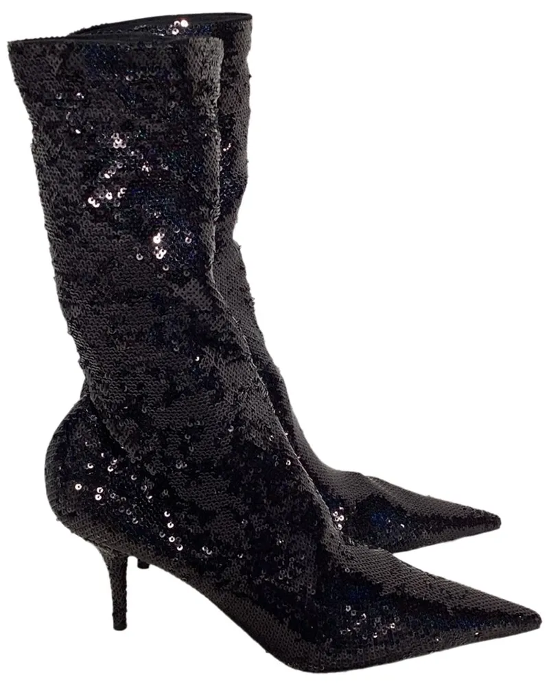 Balenciaga Women's Sequin Knife High Heel Sock Bootie (Authentic Pre-Loved Nocolor