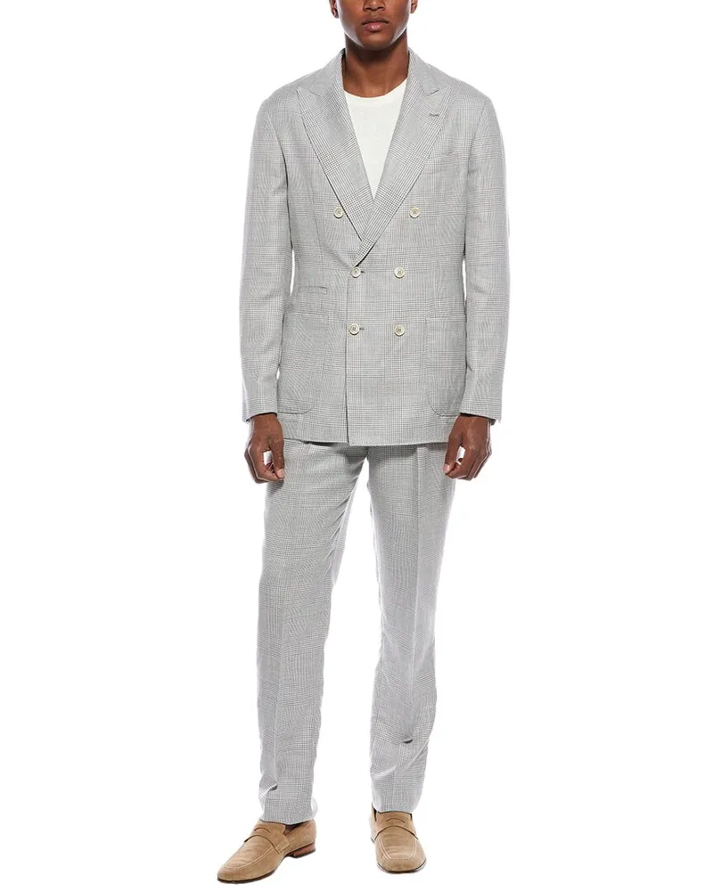 Brunello Cucinelli 2pc Wool, Linen, & Silk-Blend Suit with Pleated Pant Nocolor