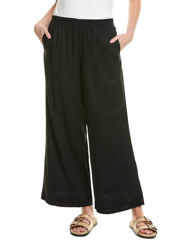 1.STATE Wide Leg Casual Linen-Blend Pant Black