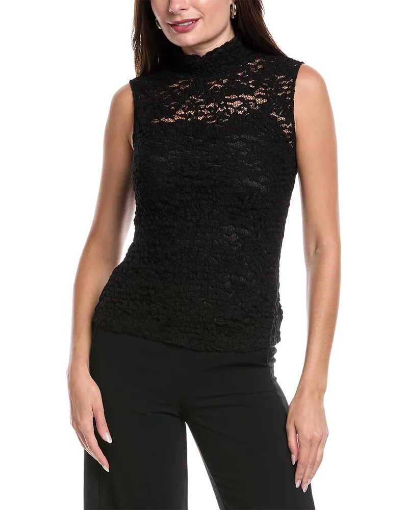 Theory Lace Mock Neck Top Black