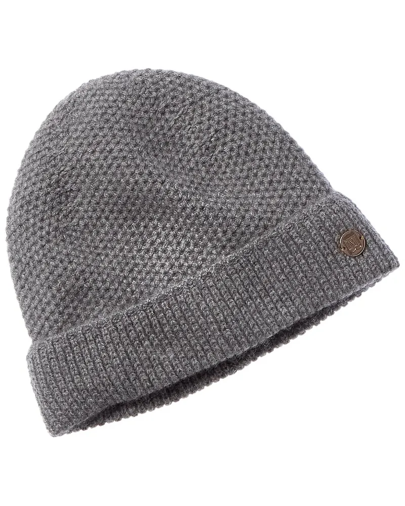 Bruno Magli Honeycomb Stitched Cuffed Cashmere Hat Grey