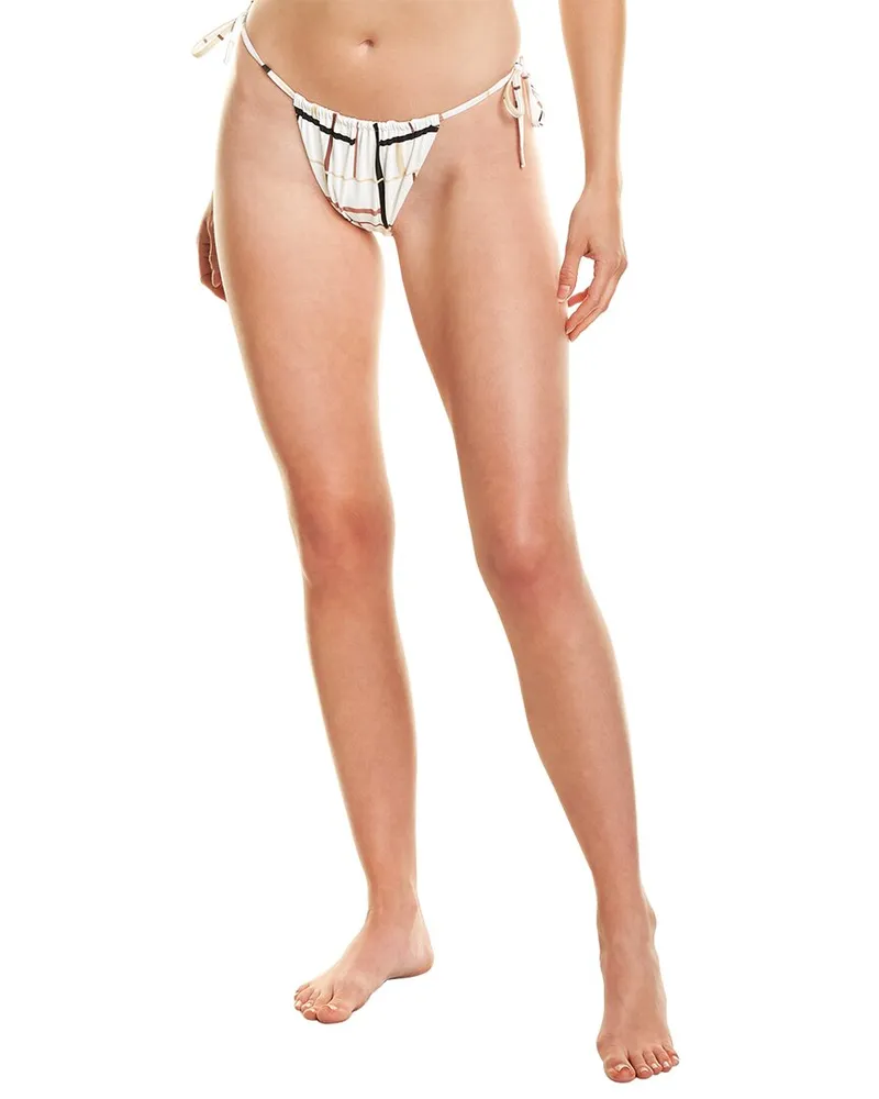 WeWoreWhat Ruched String Bikini Bottom White