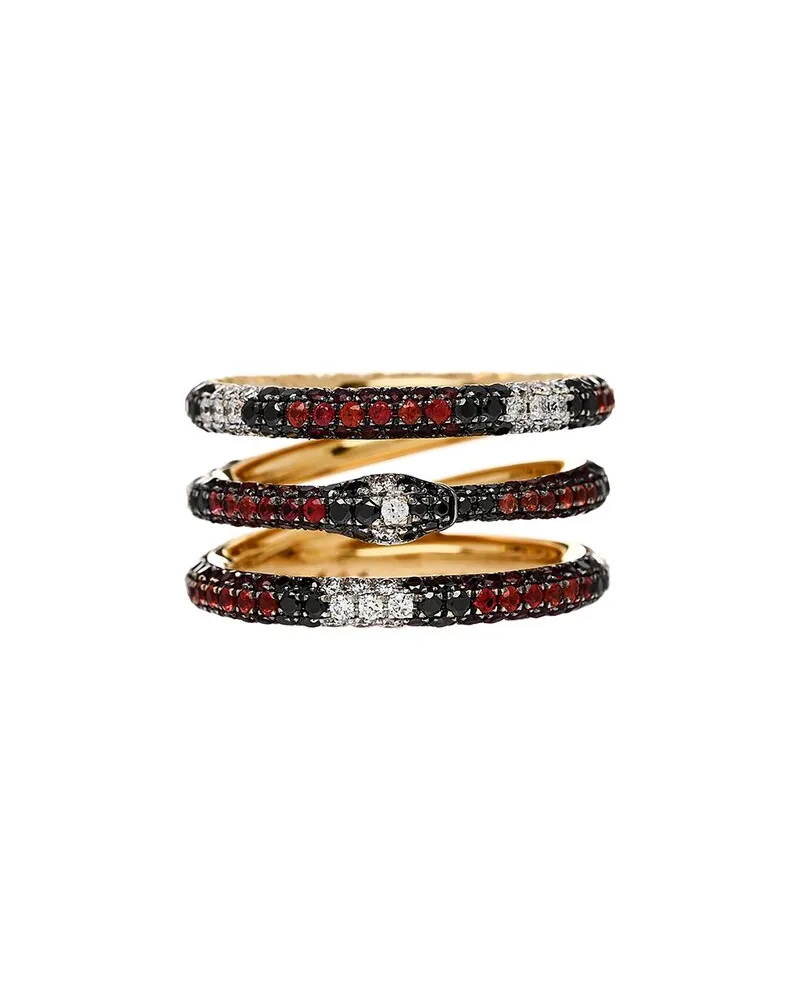 Gucci 18K Black Diamond Topaz Sapphire Diamond Ouroboros Snake Three-Row Ring  (Authentic Pre-Loved Nocolor