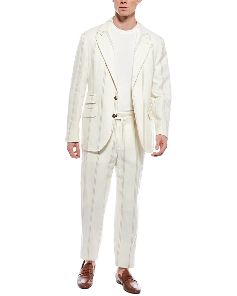 Brunello Cucinelli 2pc Wool, Linen, & Silk-Blend Suit with Pleated Pant Nocolor
