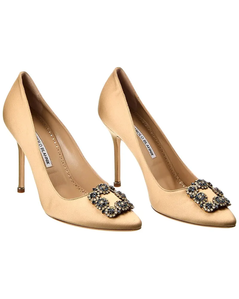 Manolo Blahnik Hangisi 105 Satin Pump (Authentic Pre-Loved Brown