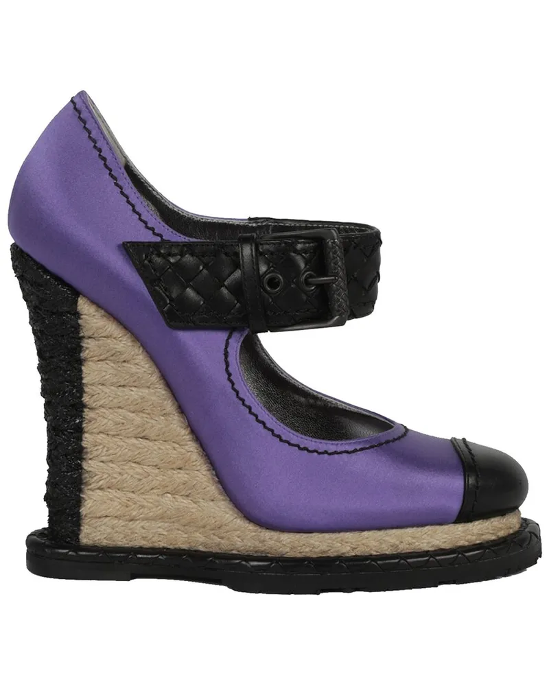 Bottega Veneta Leather Wedge Sandal Purple