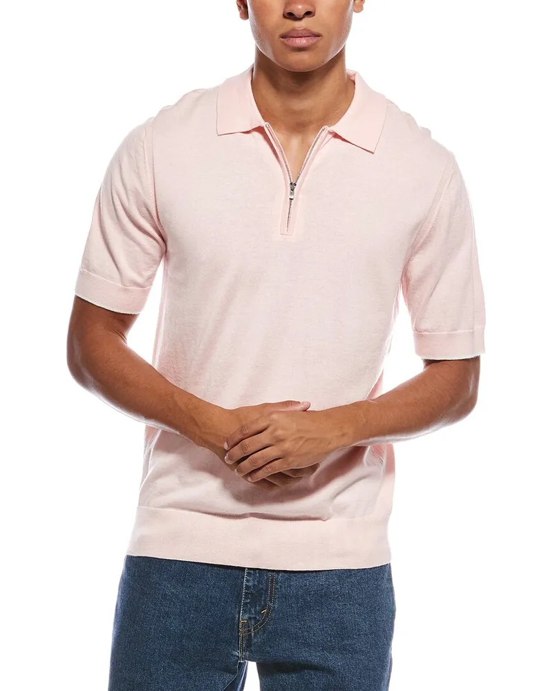 N.Peal Polo Zip Cashmere-Blend Sweater Pink