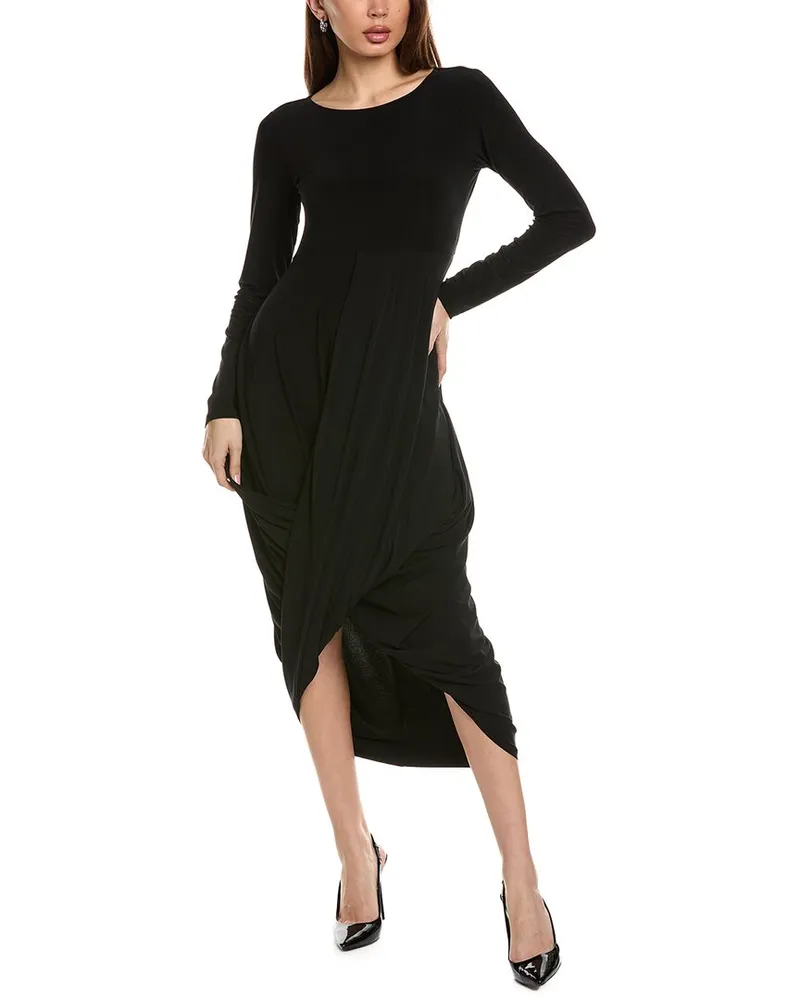 Joseph Ribkoff Draped Cocoon Skirt Midi Dress Black