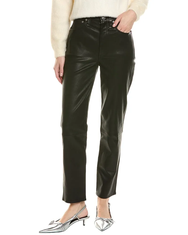 Rag & Bone Wren High-Rise Slim Leather Pant Black